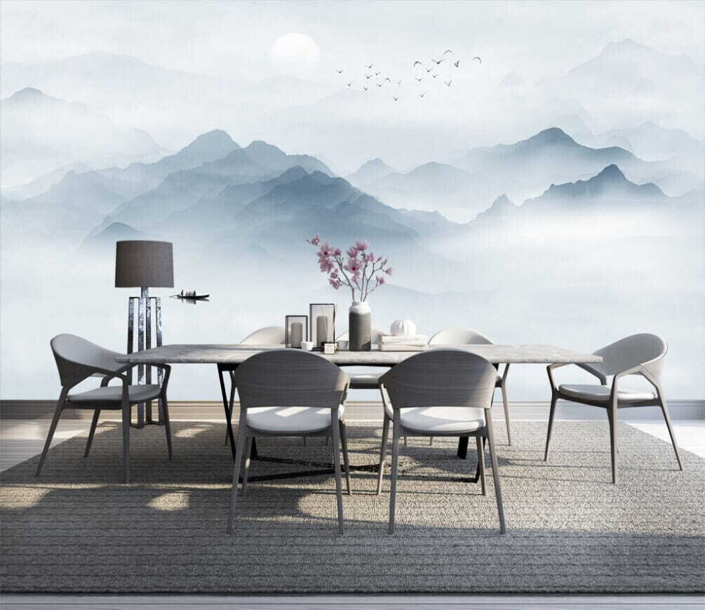 Boot in het water met vliegende vogels in de lucht — interieur 1