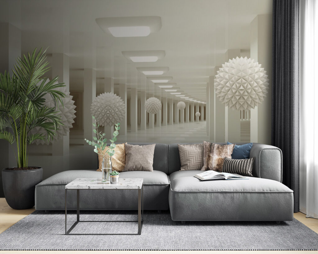 Bollen in witte gangen — interieur 5
