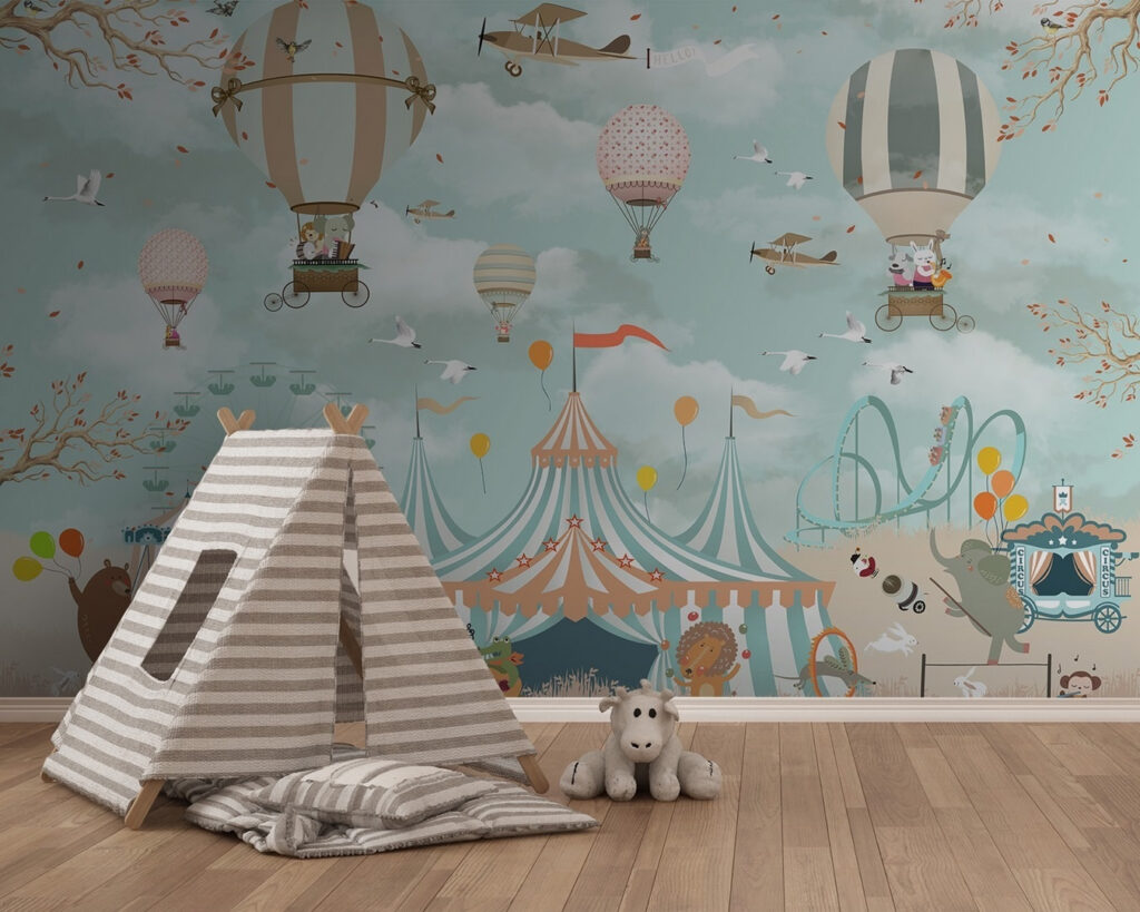 Luchtballonnen boven circusdieren — interieur 2