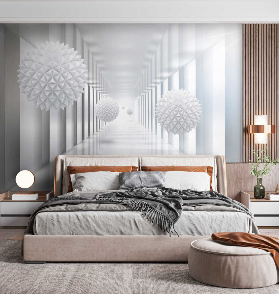 Facetbollen in witte zuilengang — interieur 2