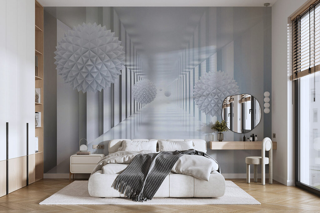 Facetbollen in witte zuilengang — interieur 11