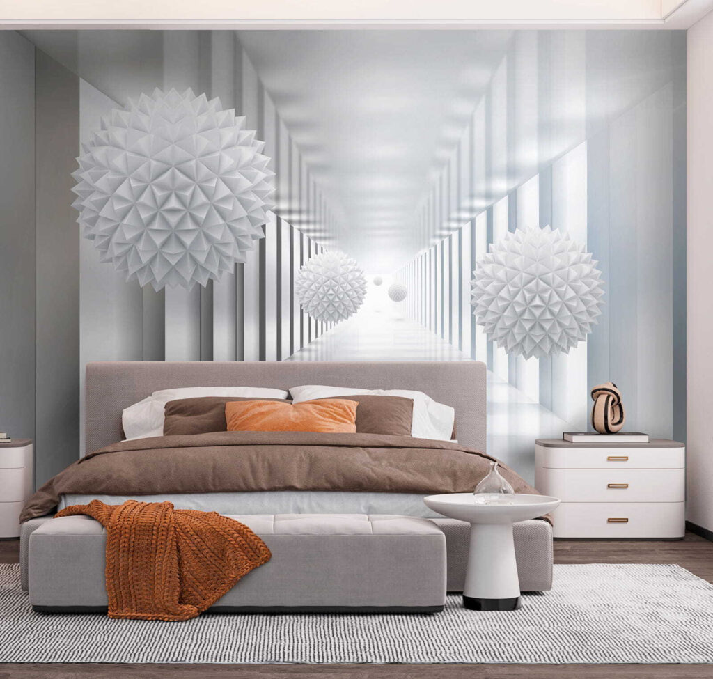 Facetbollen in witte zuilengang — interieur 3