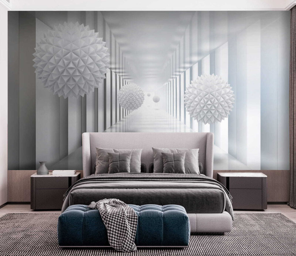 Facetbollen in witte zuilengang — interieur 5