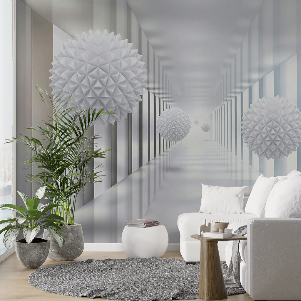 Facetbollen in witte zuilengang — interieur 10