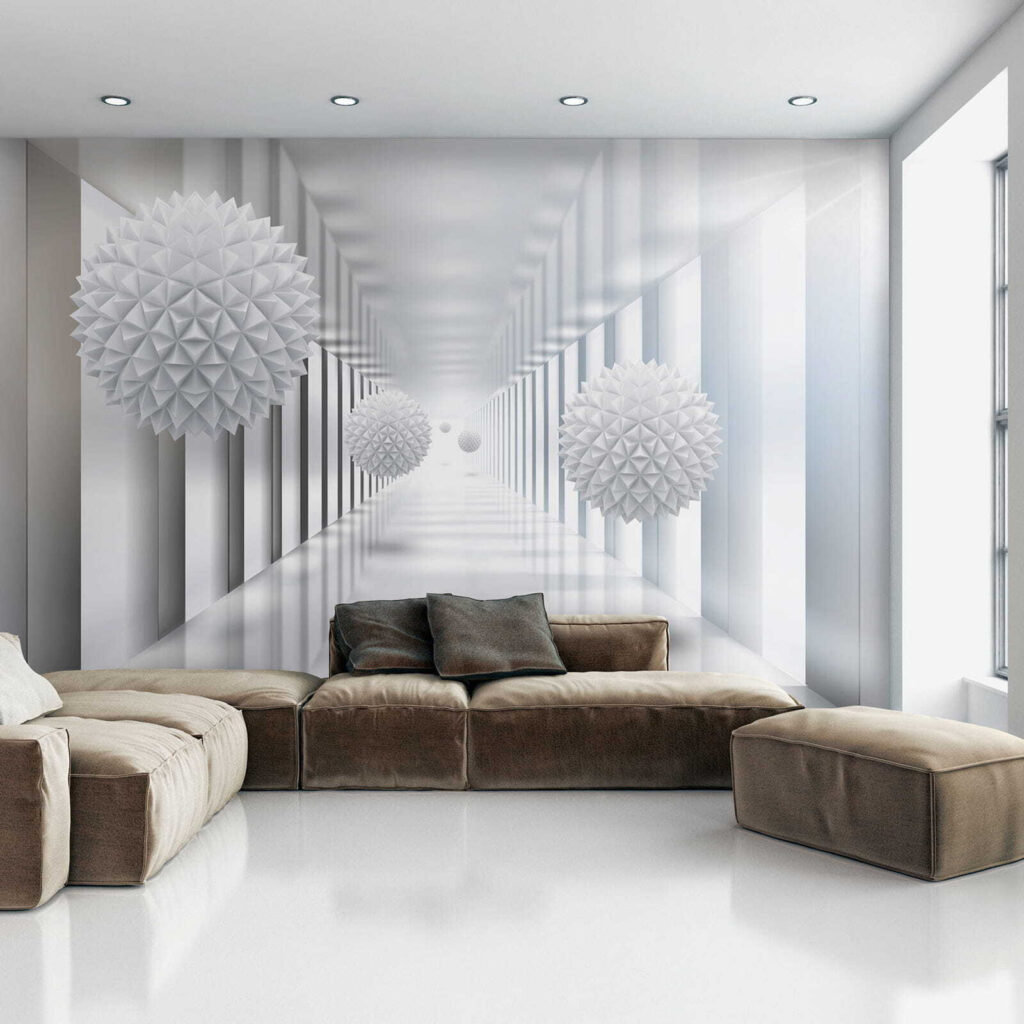 Facetbollen in witte zuilengang — interieur 7