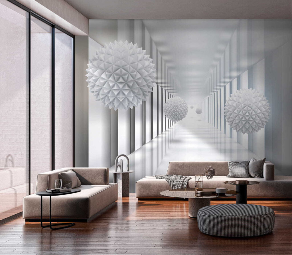 Facetbollen in witte zuilengang — interieur 8