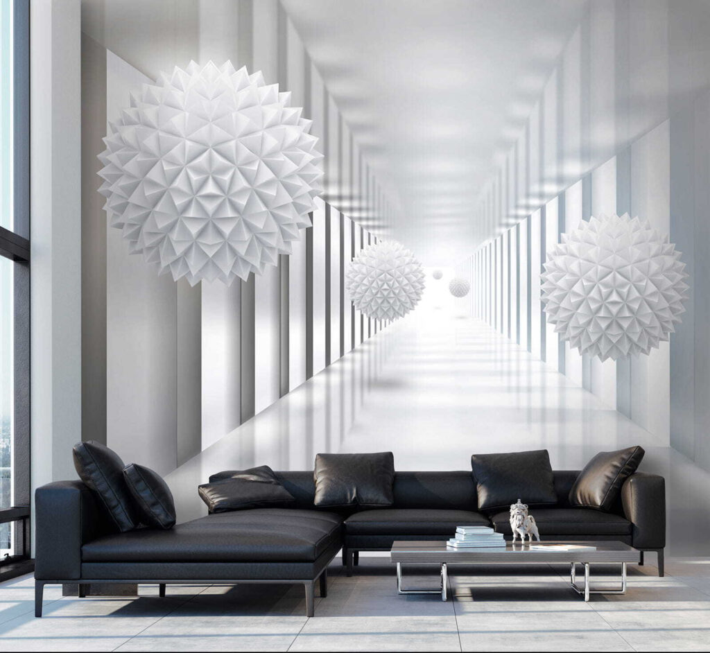 Facetbollen in witte zuilengang — interieur 9