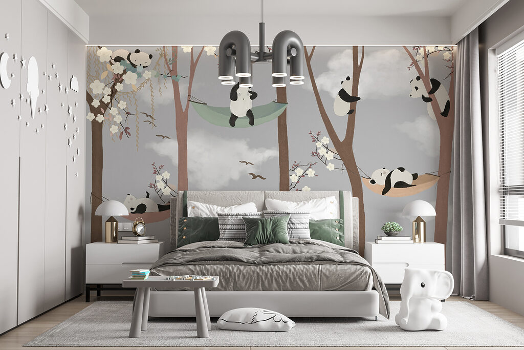 Panda's rusten in hangmatten — interieur 3