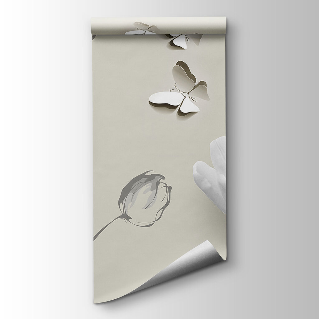 Witte tulpen met vlinders — productweergave