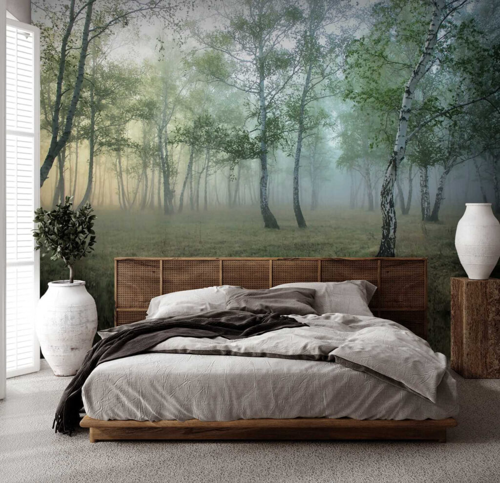 Berkenbos in vroege nevel — interieur 2