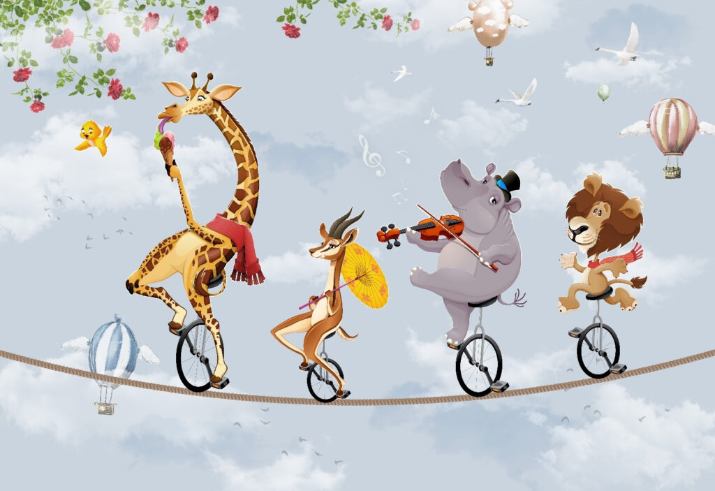 Circusdieren op een koord — volledig ontwerp