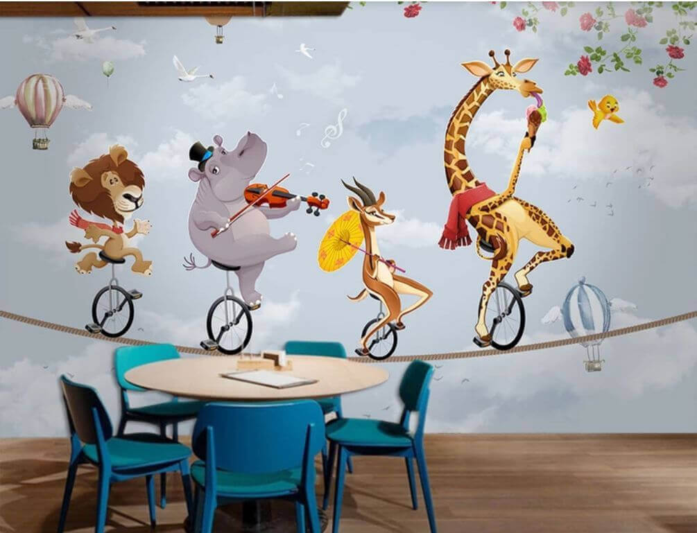 Circusdieren op een koord — interieur 1