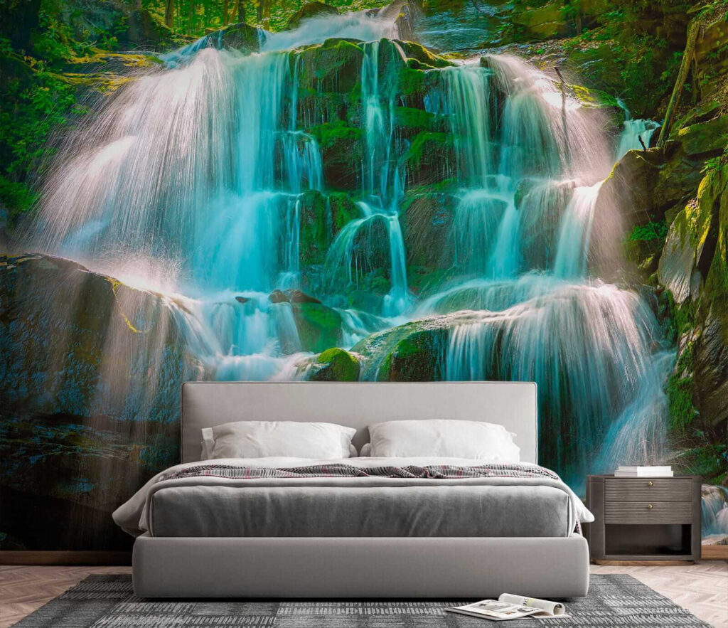 Waterval over bemoste rotsen — interieur 3