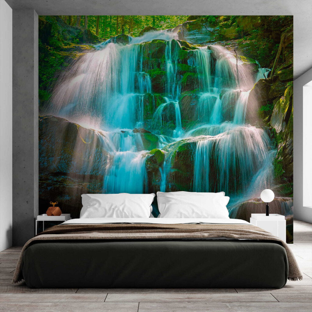 Waterval over bemoste rotsen — interieur 4
