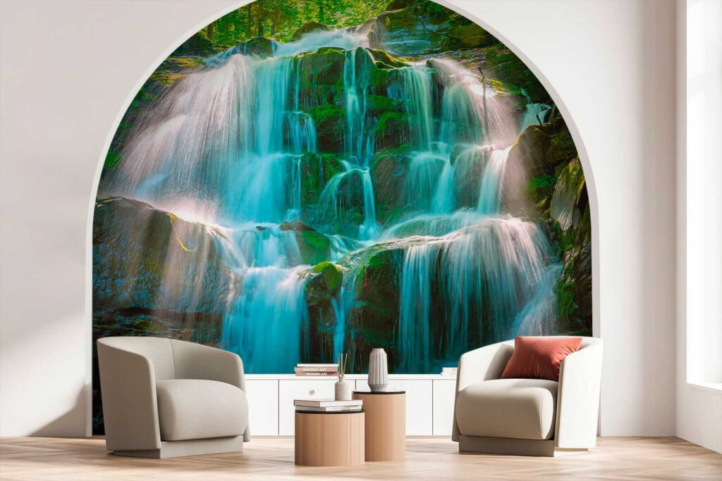 Waterval over bemoste rotsen — interieur 5
