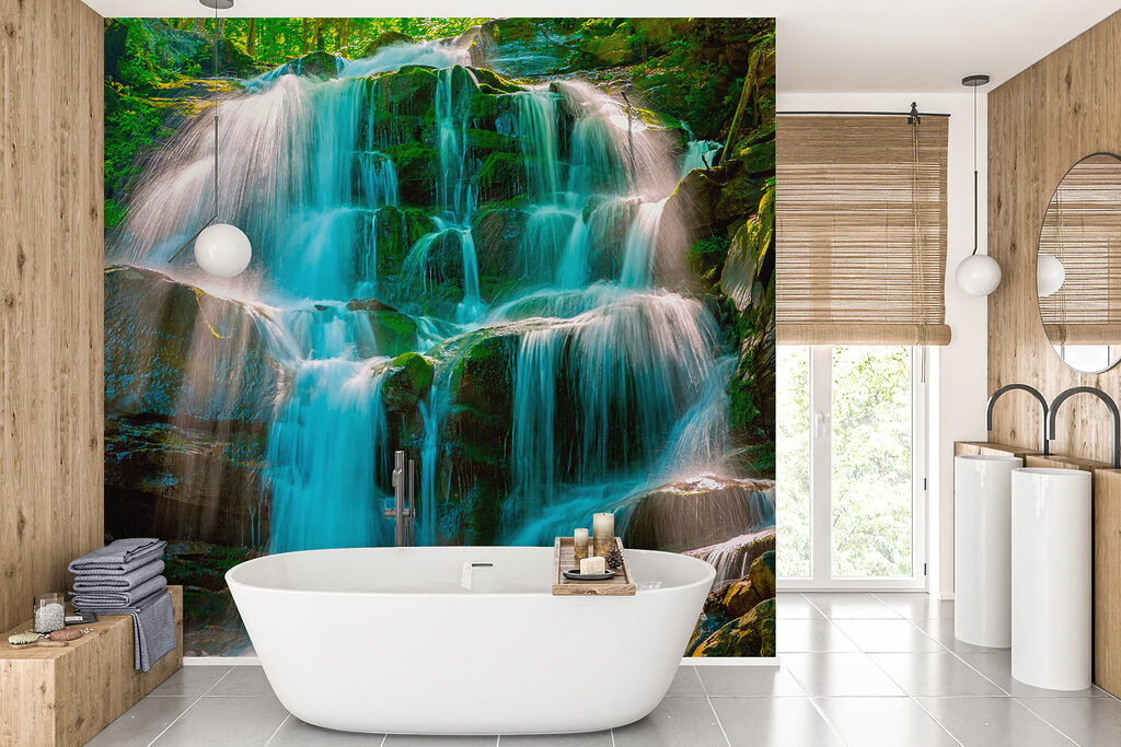 Waterval over bemoste rotsen — interieur 10
