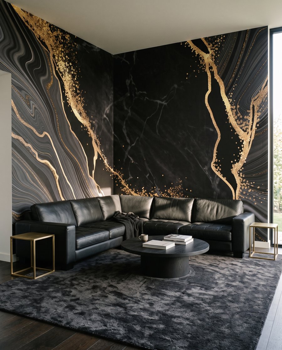 Gouden breuken door zwart — interieur 3