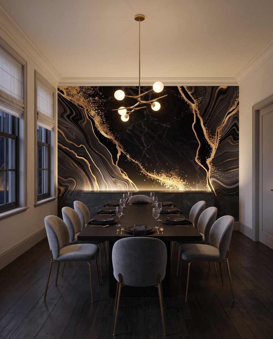 Gouden breuken door zwart — interieur 5