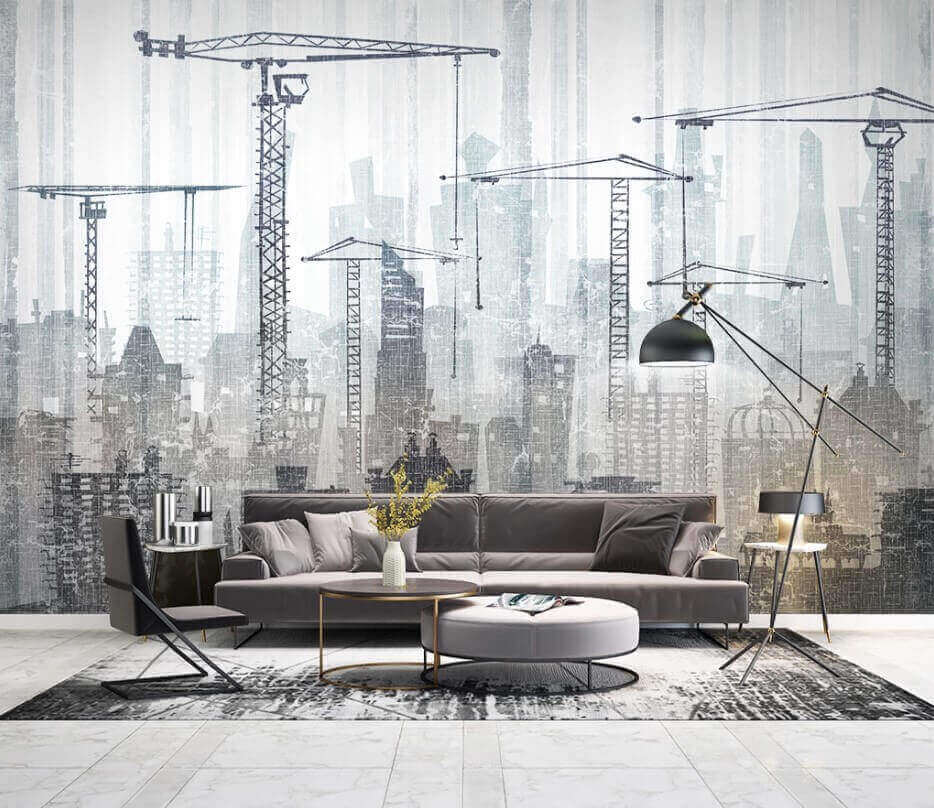 Groep kranen in een stad — interieur 1