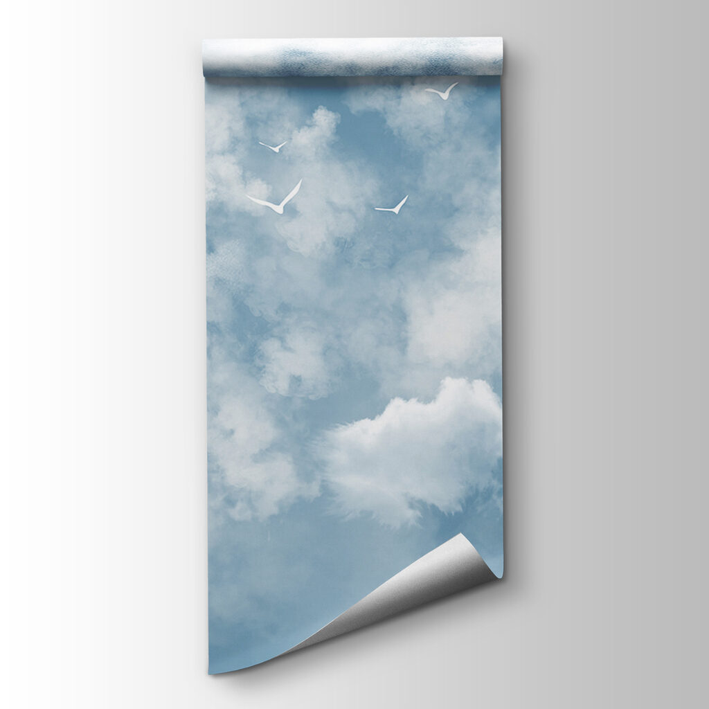 Witte vogels tussen wolken — productweergave