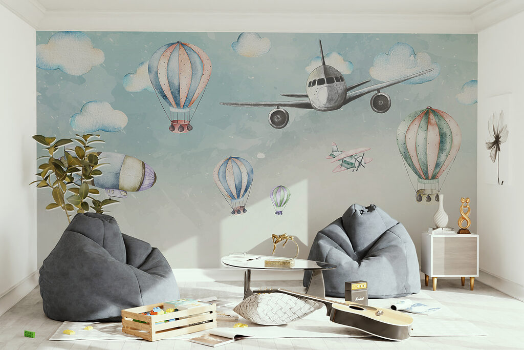 Vliegtuig tussen pastelballonnen — interieur 3