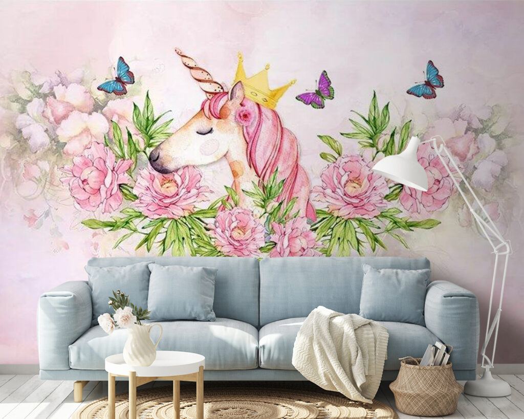 Eenhoorn tussen roze rozen — interieur 3