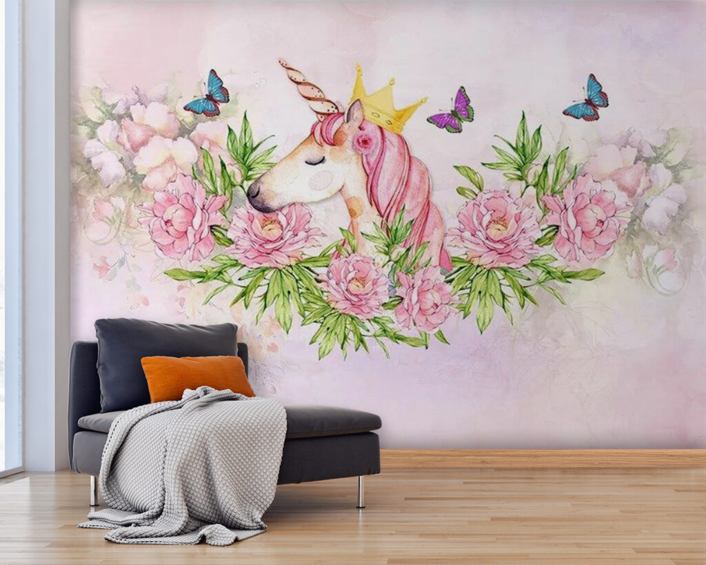 Eenhoorn tussen roze rozen — interieur 4