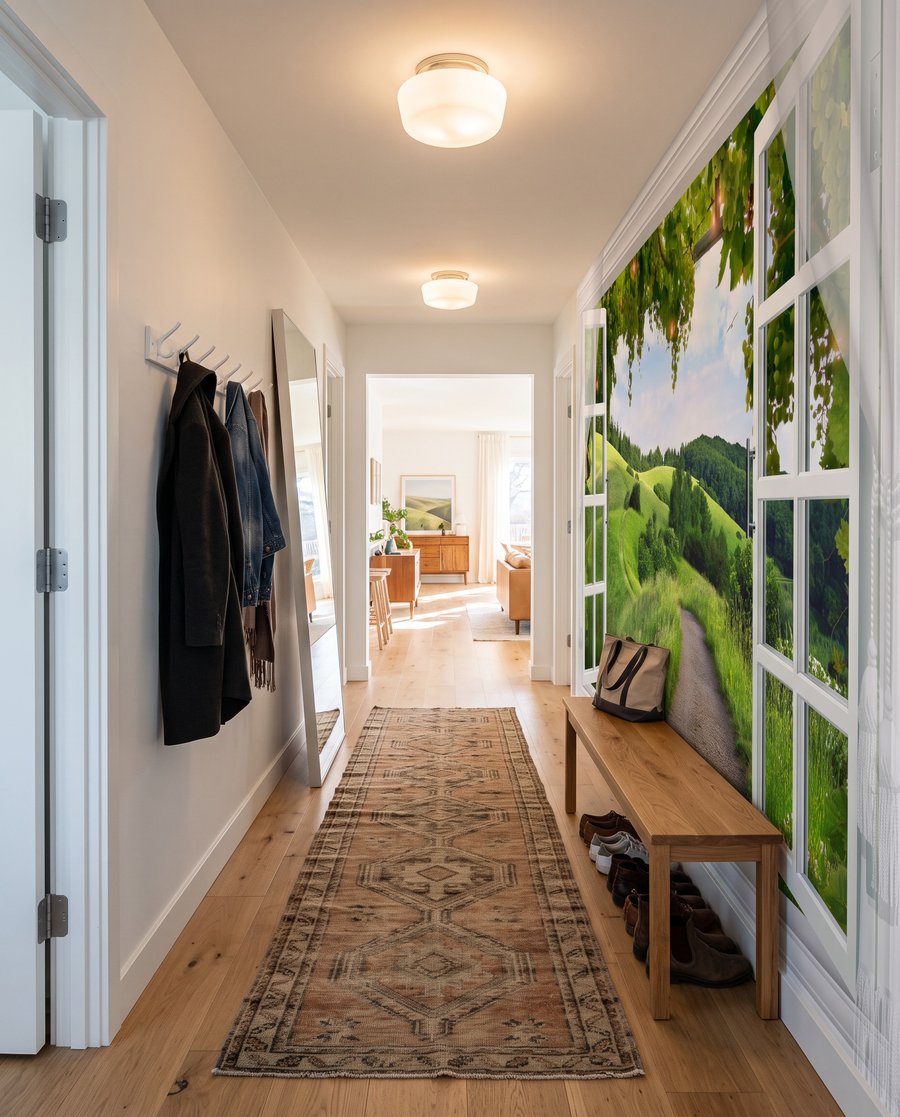 Raam naar groene heuvels — interieur 3