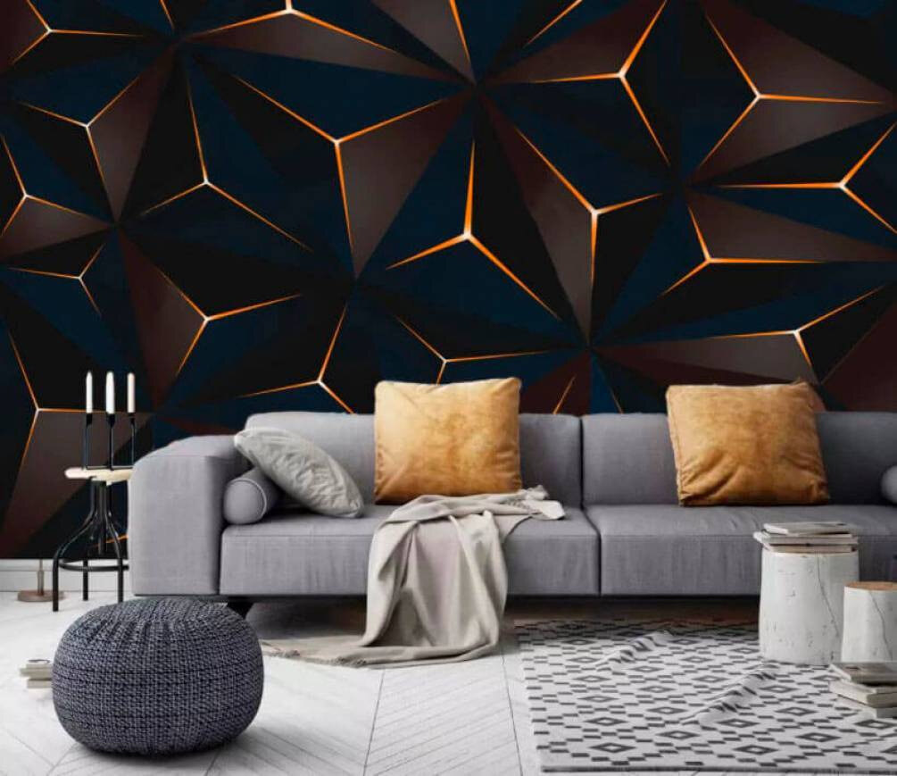 Zwart en oranje driehoekpatroon in een interieur