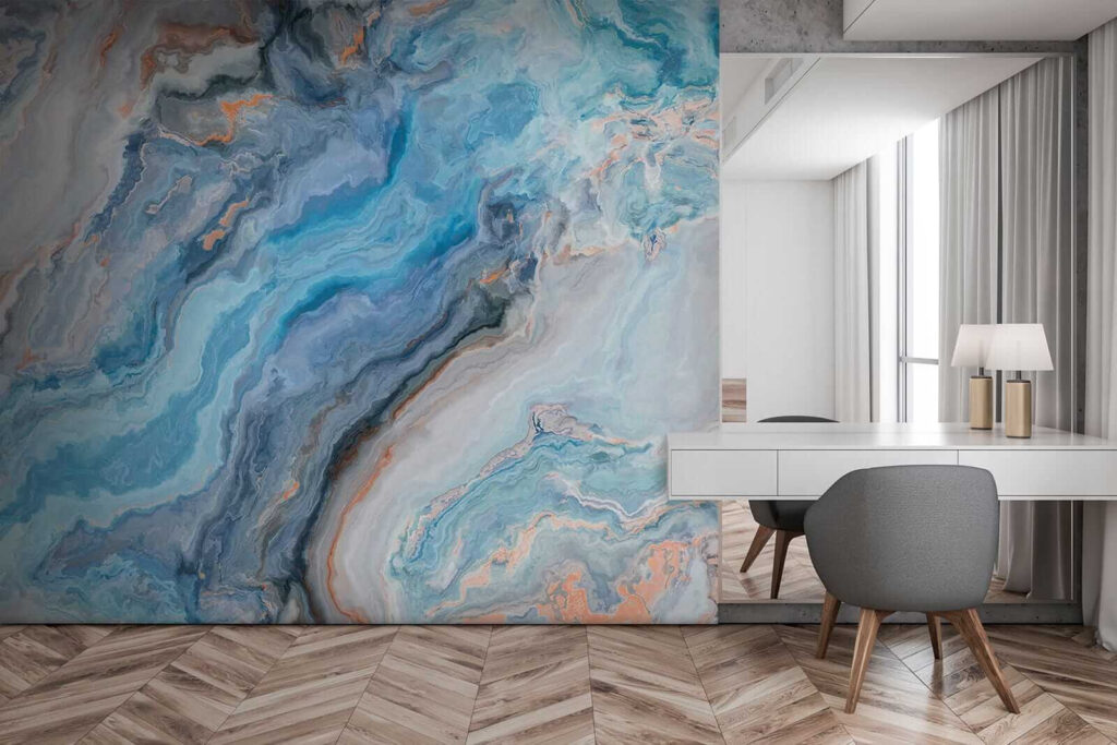 Blauwe banden in steentextuur — interieur 2