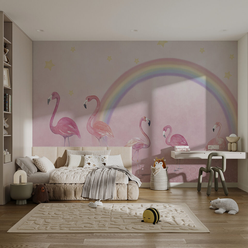 Flamingo's onder een regenboog — interieur 2