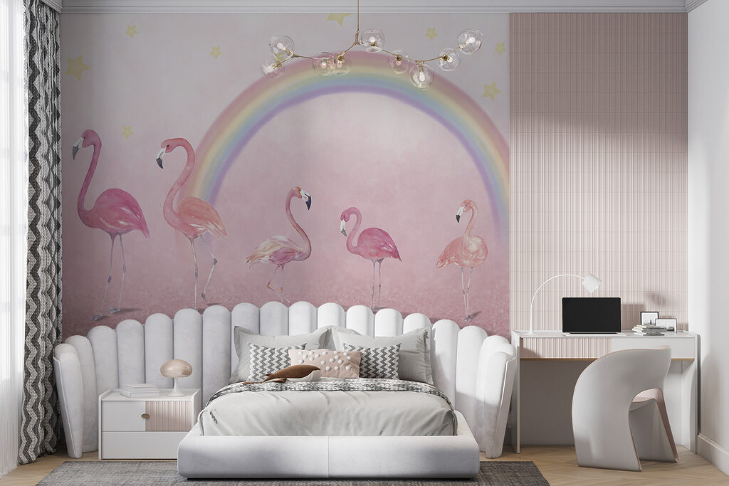 Flamingo's onder een regenboog — interieur 3