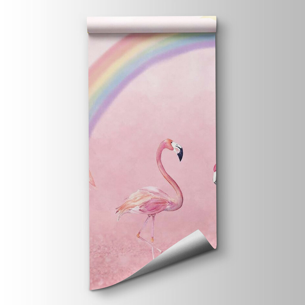 Flamingo's onder een regenboog — productweergave
