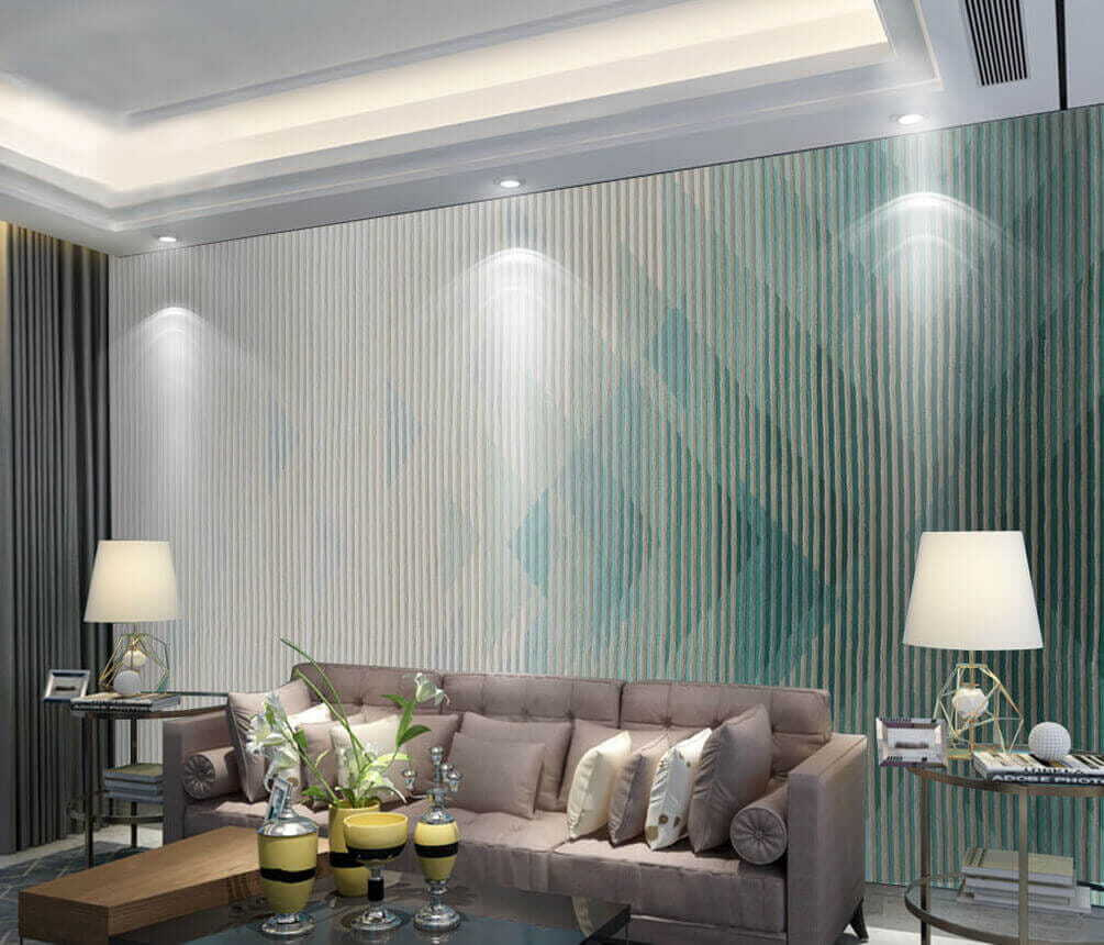 Blauwe ruiten achter streepjes — interieur 1