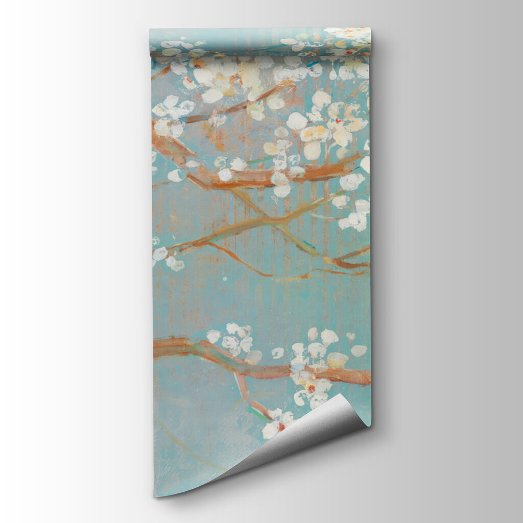 Schilderij van een boomtak met witte bloemen — productweergave