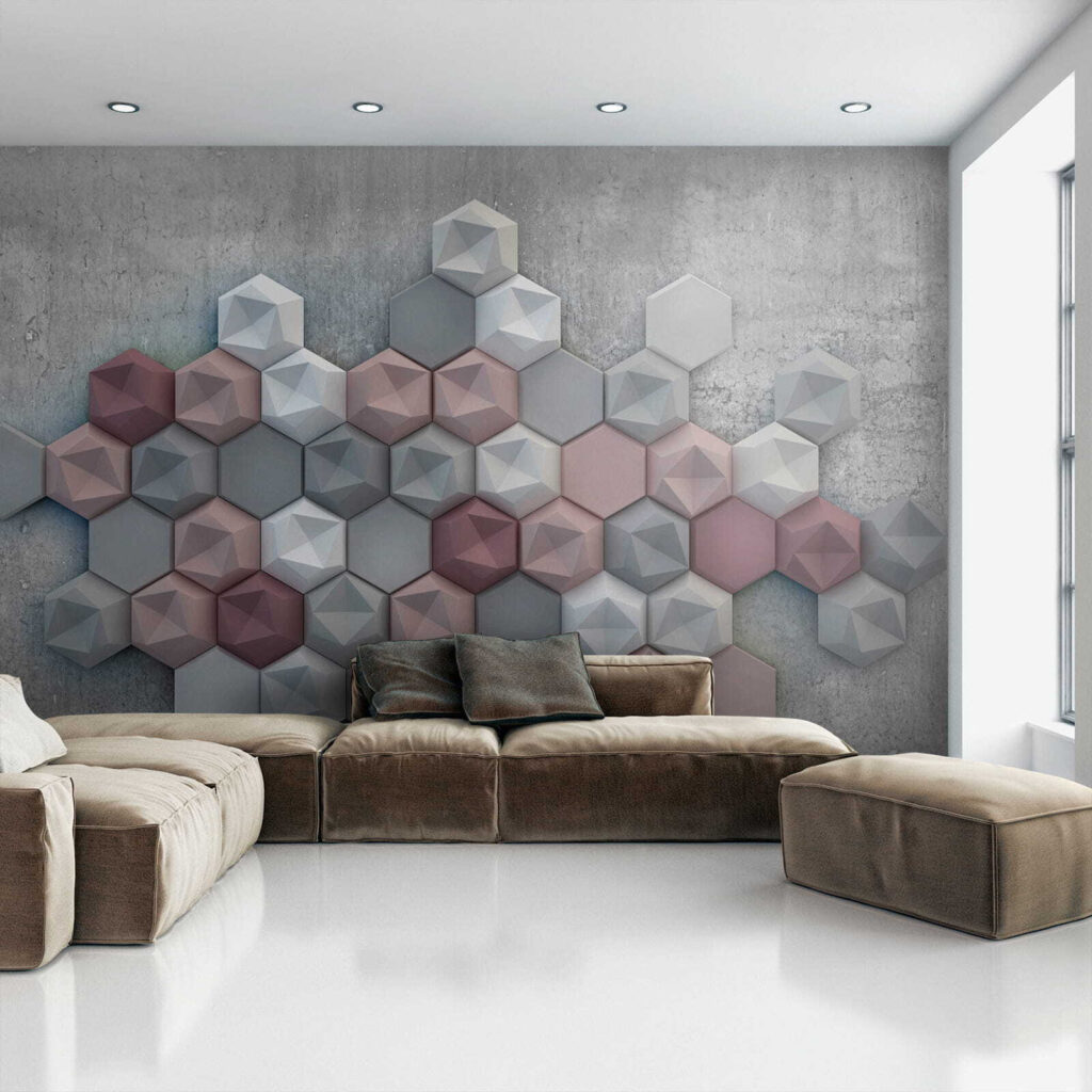 Zeshoekige blokjes op grijs — interieur 4