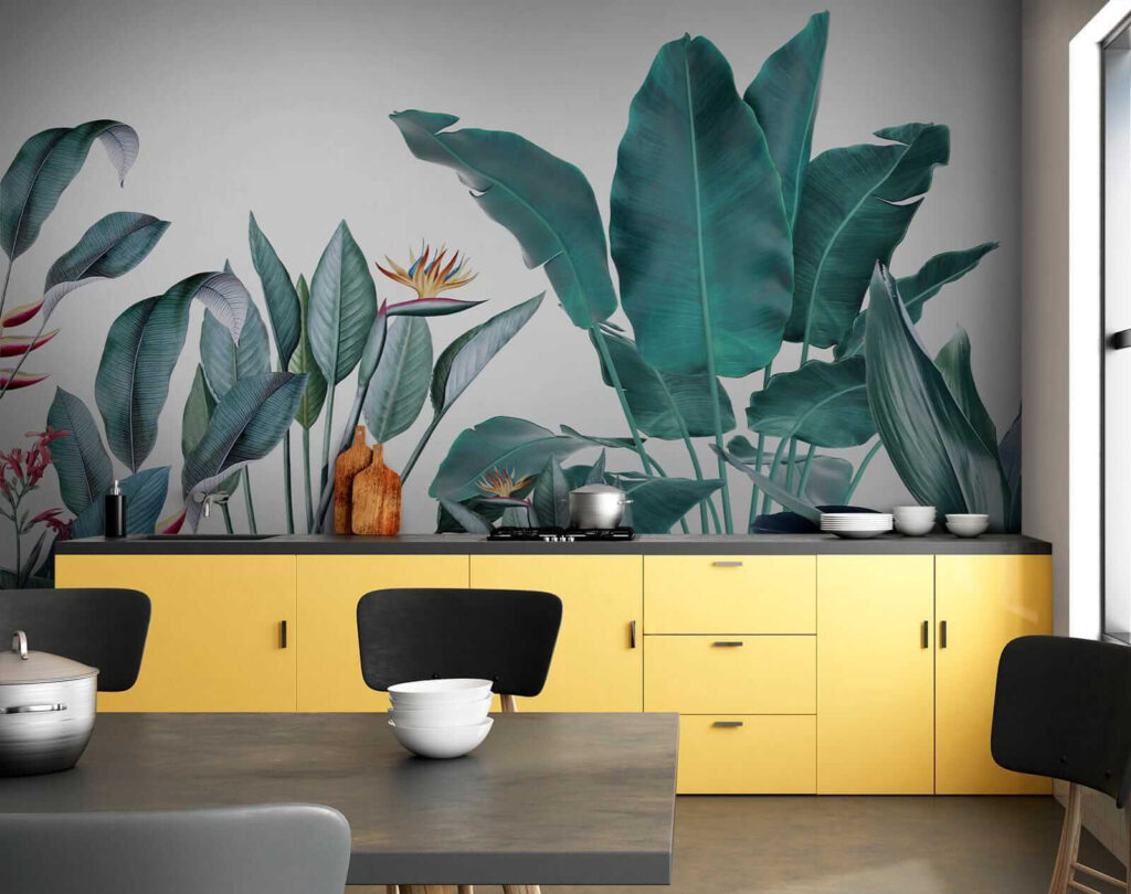 Groene tropenplanten op wit — interieur 7