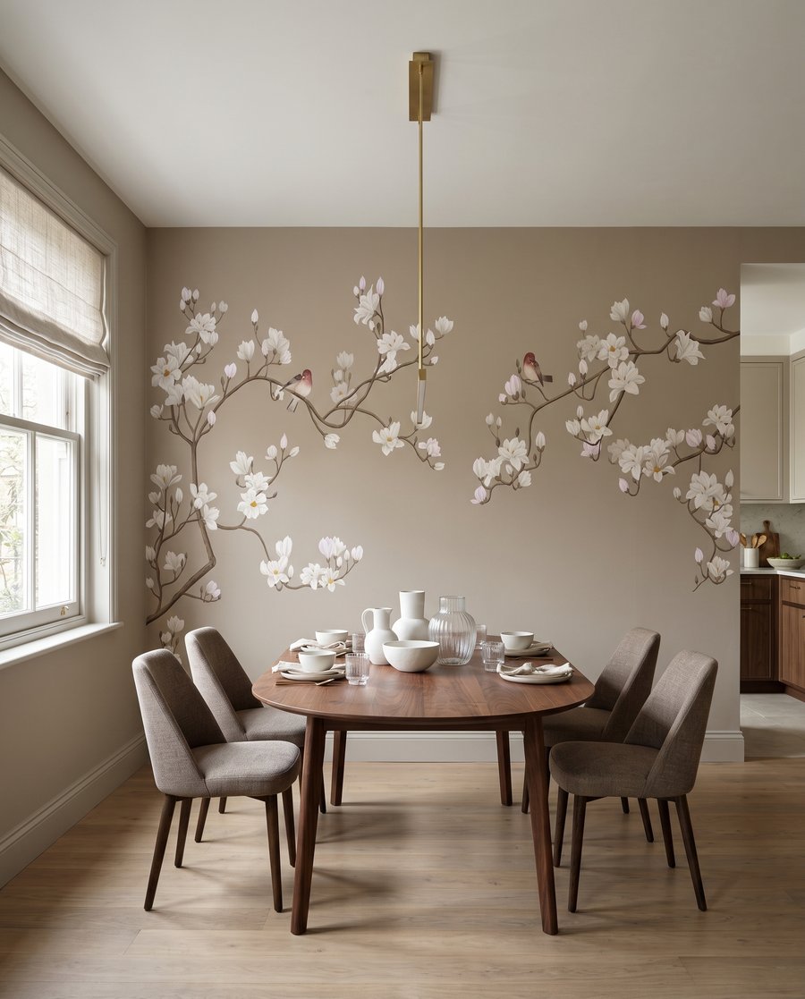 Vogeltjes op gebogen bloesemtakken — interieur 4