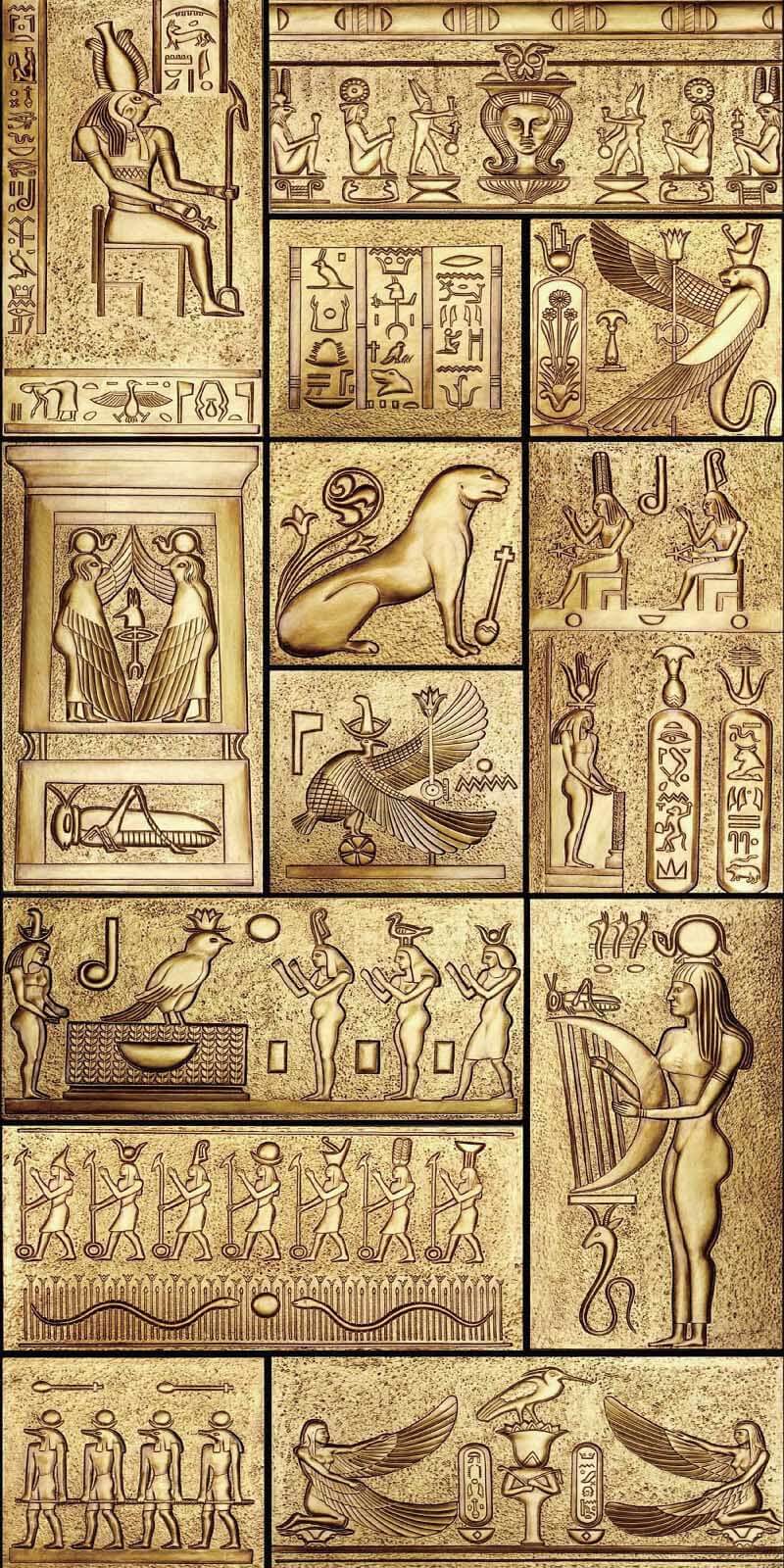 Oude Egyptische beeldtaferelen — volledig ontwerp