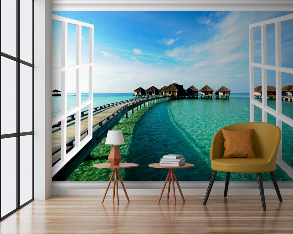 Strandhuisjes achter een raam — interieur 1
