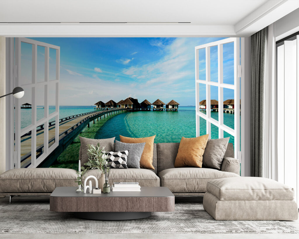 Strandhuisjes achter een raam — interieur 2