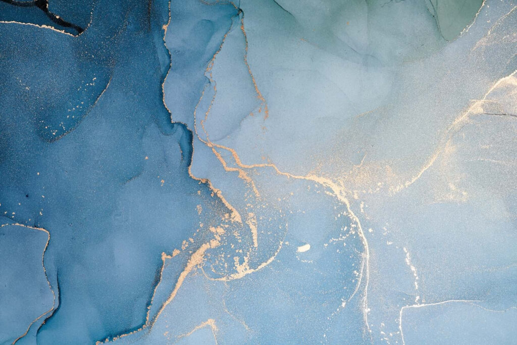 Blauwe kleurvelden met goudsporen — volledig ontwerp