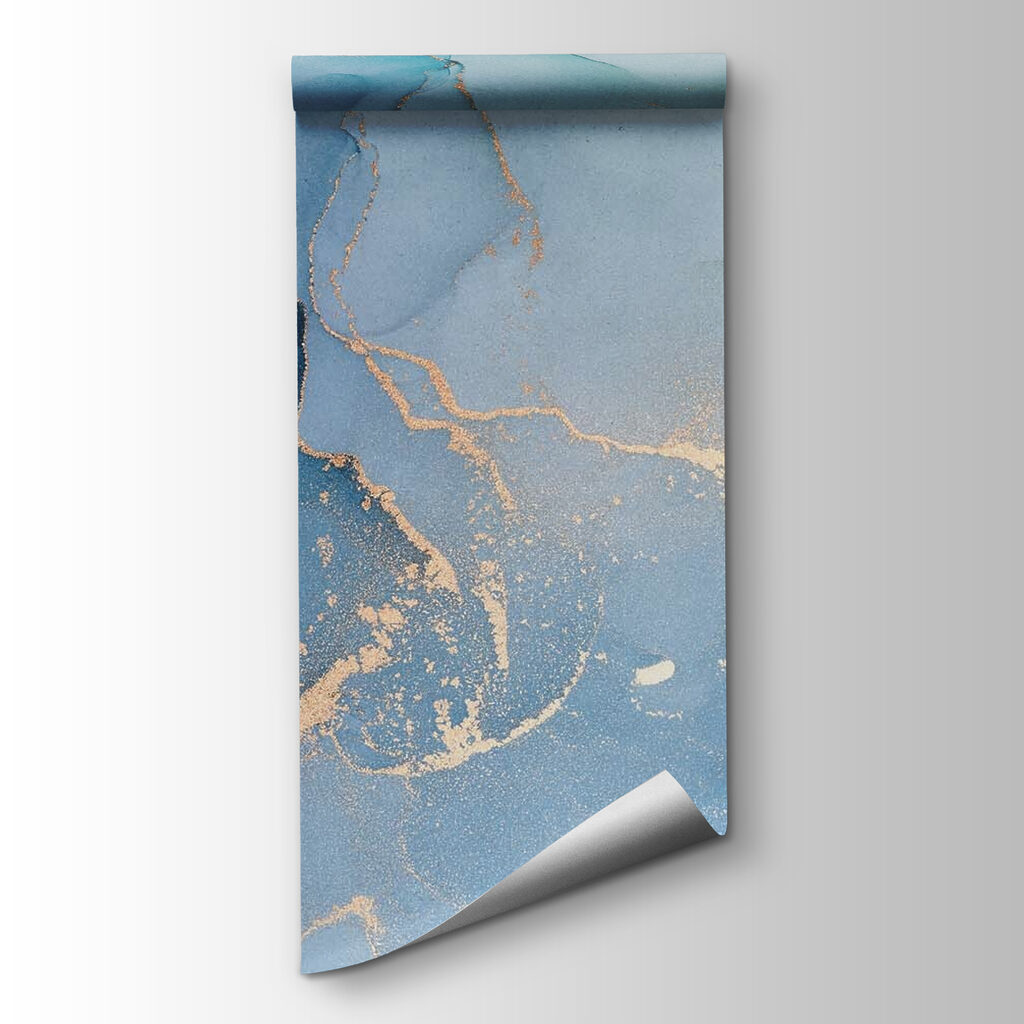 Blauwe kleurvelden met goudsporen — productweergave