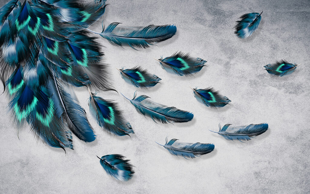 Donkere veren met turquoise — volledig ontwerp