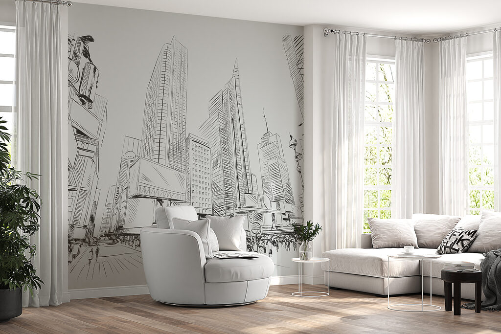 Stad in zwarte lijnen — interieur 3