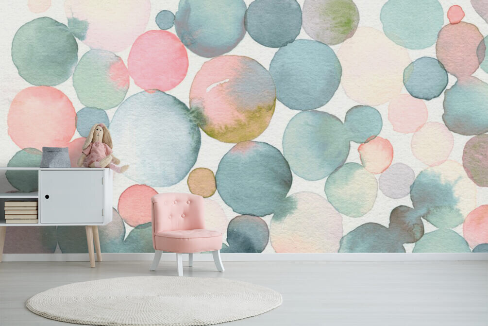 Pastelcirkels in lichte aquarel — interieur 1