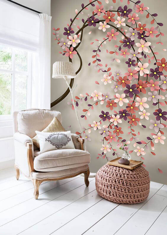 Fijne bloemen op sierboom — interieur 1