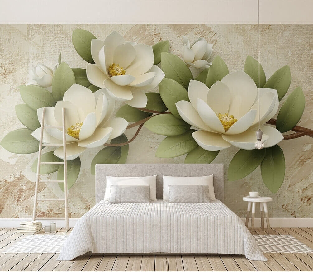 Witte magnolia op beige — interieur 1
