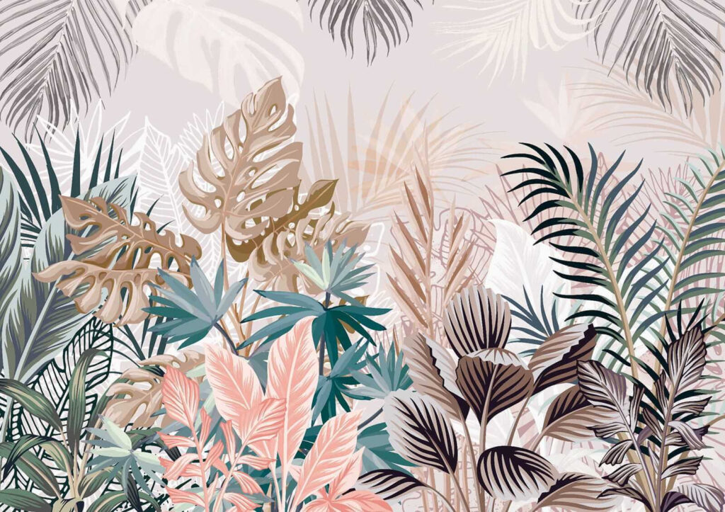 Groep planten met bladeren — volledig ontwerp