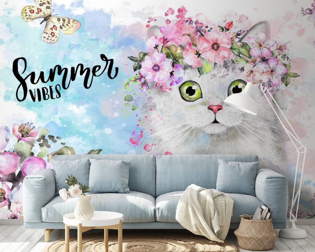 Kat met bloemen op zijn hoofd — interieur 2